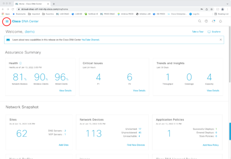 DNAC Tour Part 2: DNAC Instant Demo: Beginning Your Tour - NetCraftsmen ...